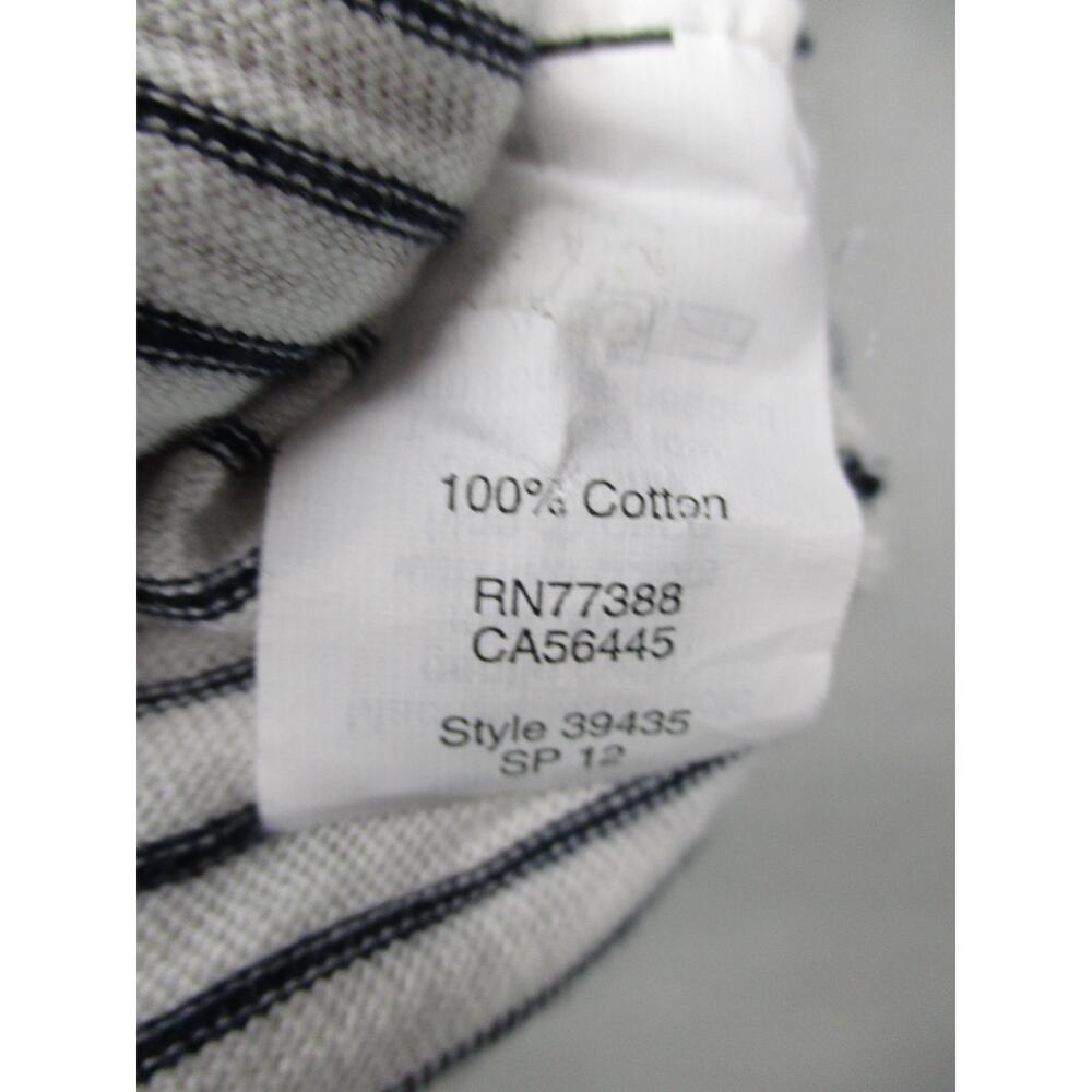 J.CREW White Black Striped Boho Chic Casual V-Neck Short Sleeve T-Shirt Size L - Picture 8 of 10